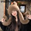 Однотонные милые шапки-ушки из искусственного меха лисы, защитные шапки-шарфы, толстые зимние теплые мягкие универсальные повседневные шапки