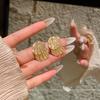 Серьги-гвоздики с металлическим корпусом в стиле «отпускной ветер» для женщин, нишевые, плиссированные, золотые, для повседневной носки