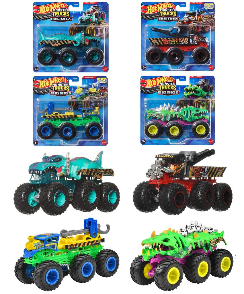 Набор из 4 машинок Hot Wheels Monster Truck Transporter (Возраст 3+) - Многоцветный (986E-HWN86)