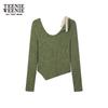 Teenie Weenie Bearnova 2025 Autumn Women's Asymmetrical Off-Shoulder Sweater