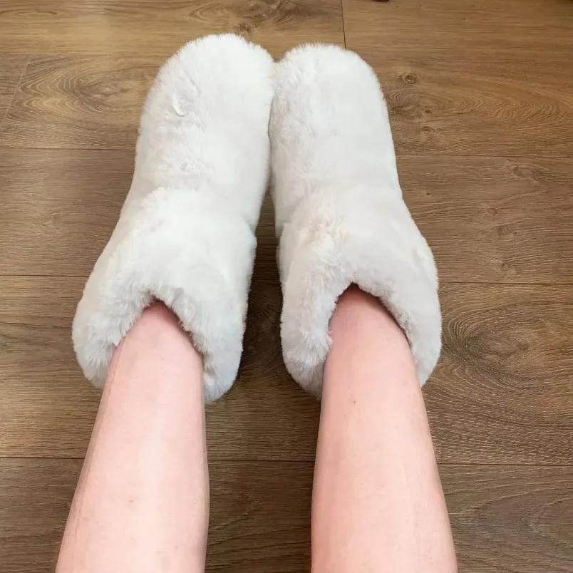 Home Fuzzy Slipper Women Winter Fur Men Male Warm Plush Indoor Flat Female Room Fluffy House Floor Wool Fleece Shoes Boots Hairy