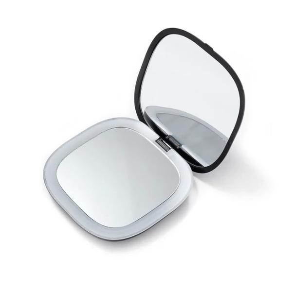 Portable Foldable Mini Double-Sided Compact LED Lights Pocket Cosmetic Mirror with 3X Magnifying and Personalized Features