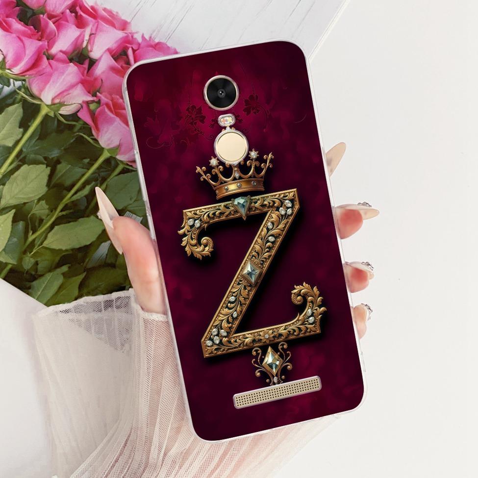 Чехол для Redmi Note 3 Прозрачный Роскошная Корона Буквы от A до Z 2D Плоский Узор Мягкий Чехол для Телефона 2015116 2015161