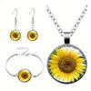 Модные часы с драгоценными камнями 4 шт./набор Подсолнух Изысканная подвеска Подарок Модный набор ожерелий