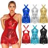 Women Sexy Cutout Dress Sequins Tassel Lyrical Dance Leotard Sleeveless Fringed Bodysuit for Latin Modern Jazz Dancing Costume