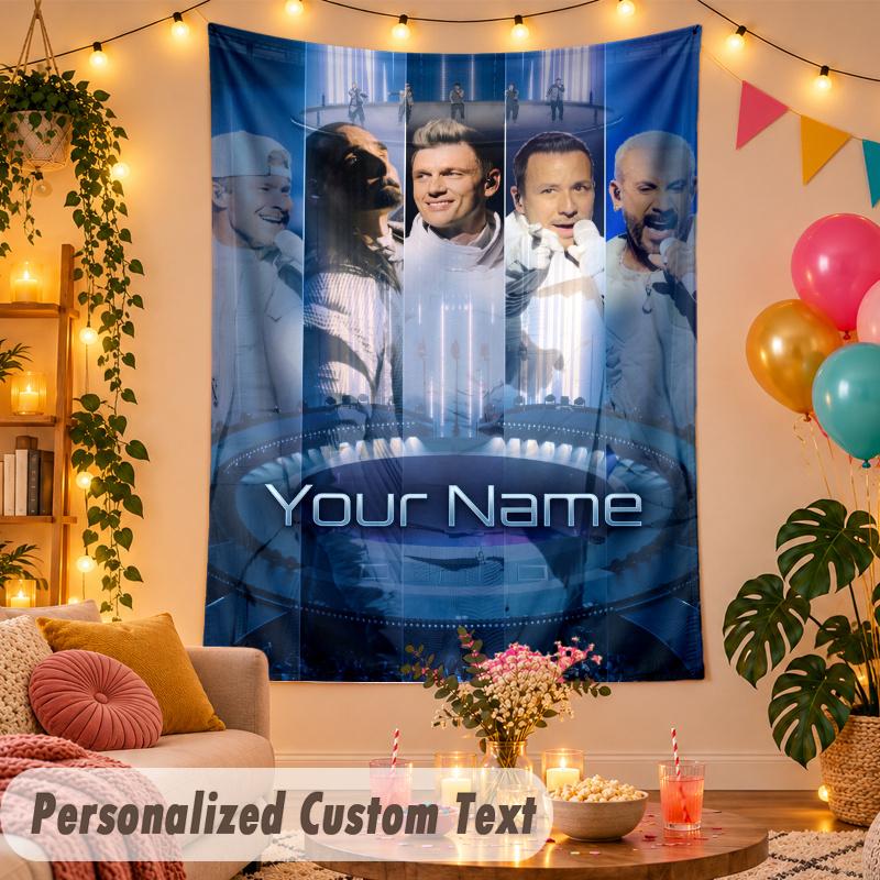 Backstreet Boys Personalized Wall Tapestry Custom Name Text Polyester Hanging Decor Home Room