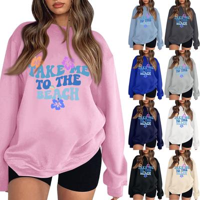 Женская повседневная модная блузка с длинным рукавом и круглым вырезом с принтом