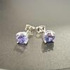 Violet Created Tanzanite Round Gemstone Ear Stud For Women 925 Sterling Silver Stud Earrings