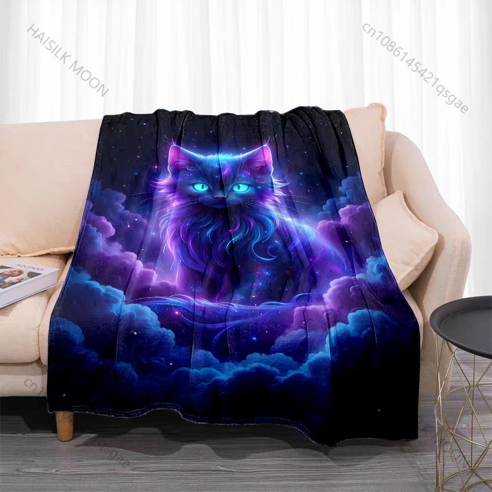 1PC Blue flame black dragon roaring peak Print Blanket Flannel Material Soft Warm for All Seasons Home Outdoor Camping Picnics