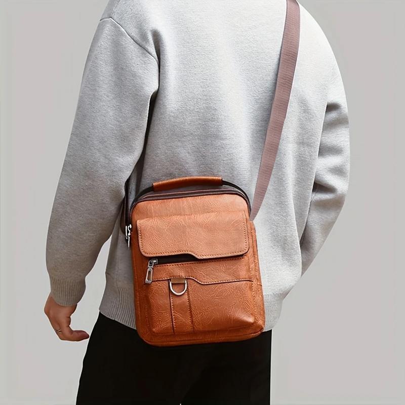 Neutral Style Shoulder Bag for Men and Women, Suitable for Business Travel and Work Pu Solid Color Crossbody Bag.