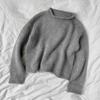 Korean Style Mohair Loose Sweater - Autumn/Winter Round Neck Rolled Hem Pullover for Women