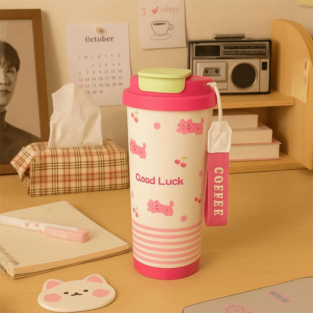 Leak-Proof Insulated Water Bottle Cartoon Pattern Thermal Mug Stainless Steel Mug  Gym Sessions