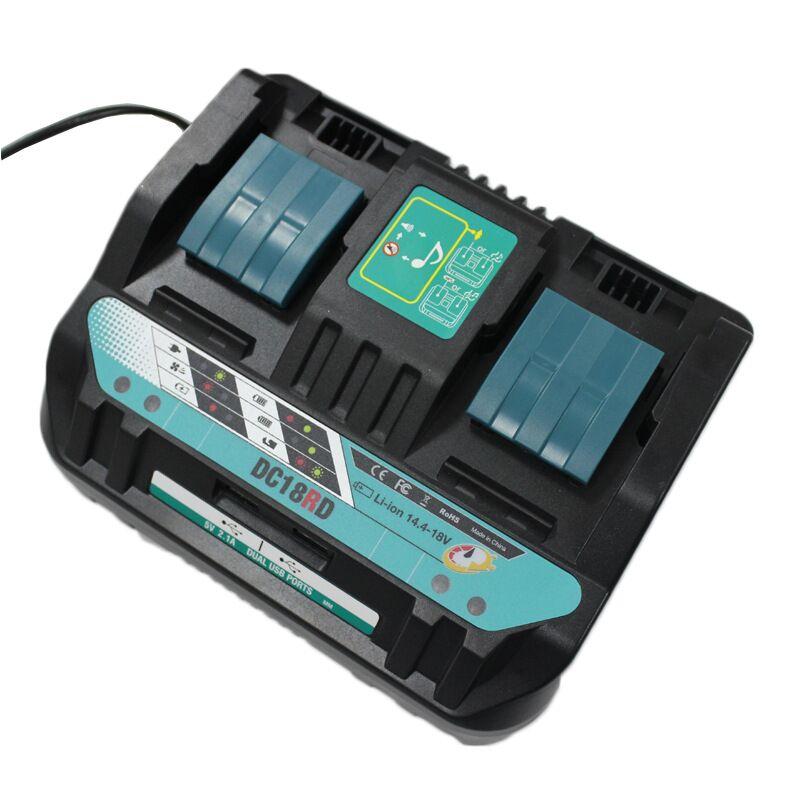 18V DC18RD Двухпортовое зарядное устройство для аккумуляторов Makita 14.4V-18V Литий-ионный аккумулятор BL1415 BL1430 BL1830 BL1840 BL1850 BL1850B