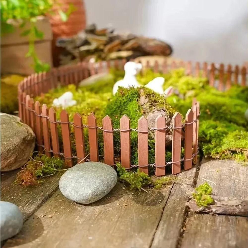 90x5cm Mini Fairy Garden Fence Natural Wood DIY Wooden Fence  Dollhouse Decoration