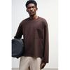 H M Long Sleeve Jersey Top Loose Fit Dark Brown