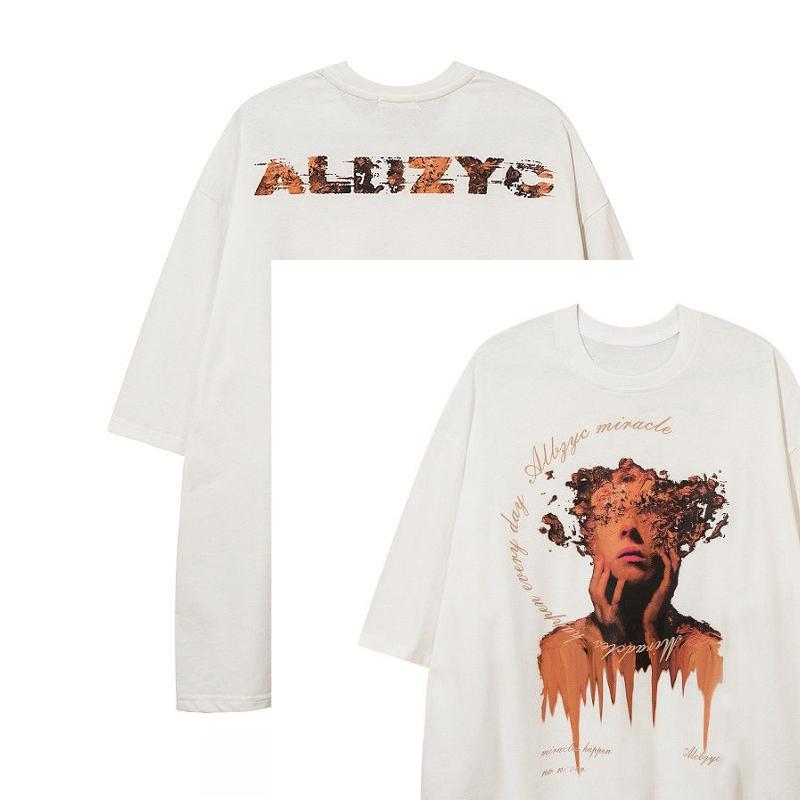 2025 Autumn and Winter American Retro Trendy Brand Portrait Printing T-shirt Men and Women Couples Pure Cotton Versatile T-shirt