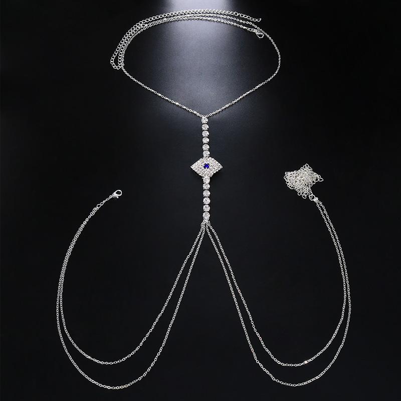 Kpop Simple Chest Bra Chain Waist Belly Necklace Choker Sexy Rhinestone Multilayer Body Chain Stainless Steel Jewelry For Women