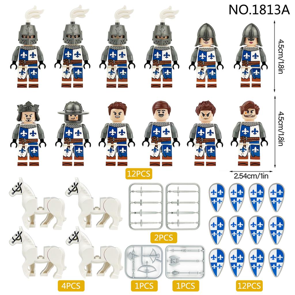 Средневековый Европейский средневековый солдат, строительный блок, кукла, боевой конь, военная сцена, строительный блок, игрушка