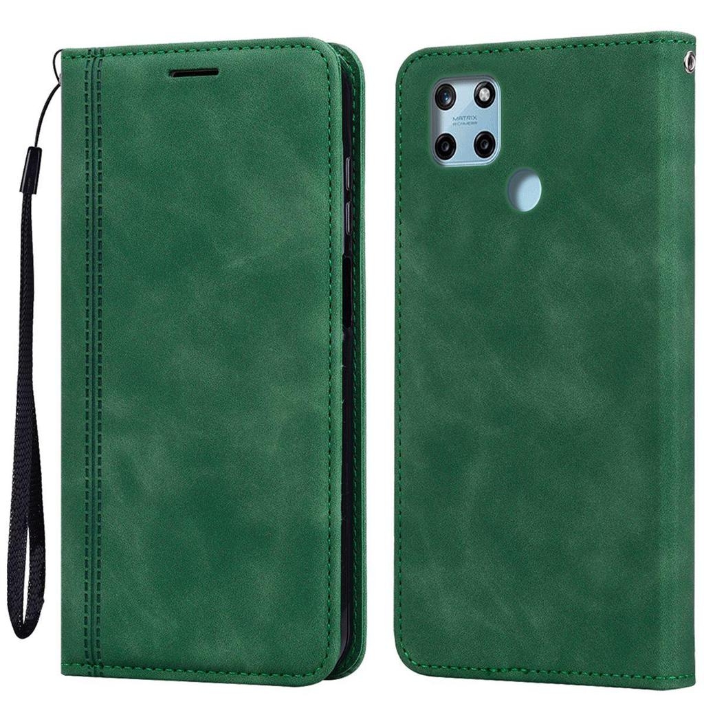 Magnetic Closure Flip Wallet Phone Case for realme C25Y,C21Y Vintage PU Leather Card Holder Cover