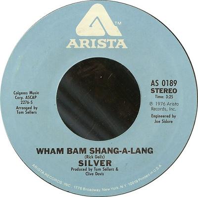 7-дюймовая пластинка СЕРЕБРЯНАЯ - Wham Bam Shang-A-Lang AS0189 Arista 1976 США Рок Б/У