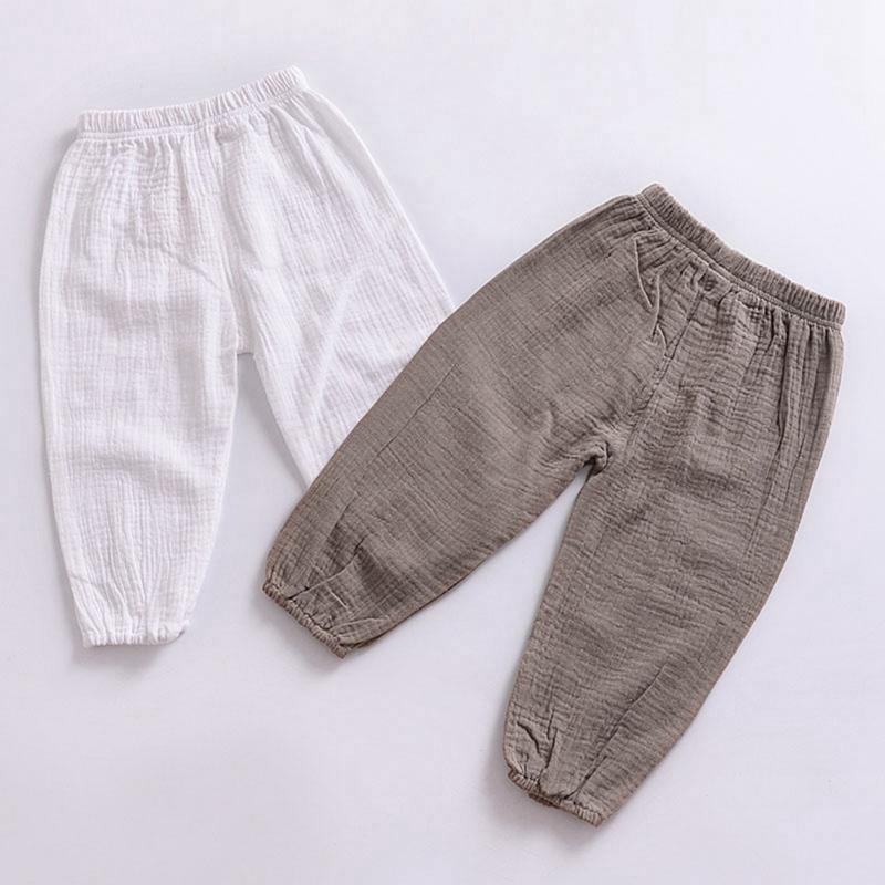 Детские брюки для девочек и мальчиков, однотонные хлопковые длинные шаровары, повседневные детские брюки