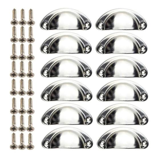 12Pcs/Set Vintage Shell Shaped Metal Cabinet Pull Handles Hardware Accessories