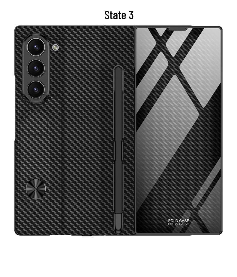 Кожаный чехол-книжка Samsung Z Fold 6 со слотом для стилуса и стеклянной крышкой – Стильный и деловой.