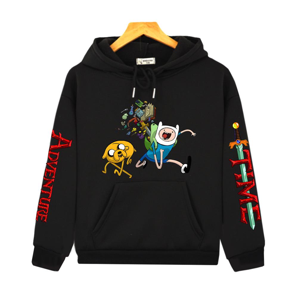 Худи с принтом Adventure Time Аниме Осень и Зима Детская одежда Пуловеры Уличная мода Мальчики и Девочки толстовка Удобное Худи Милые Топы