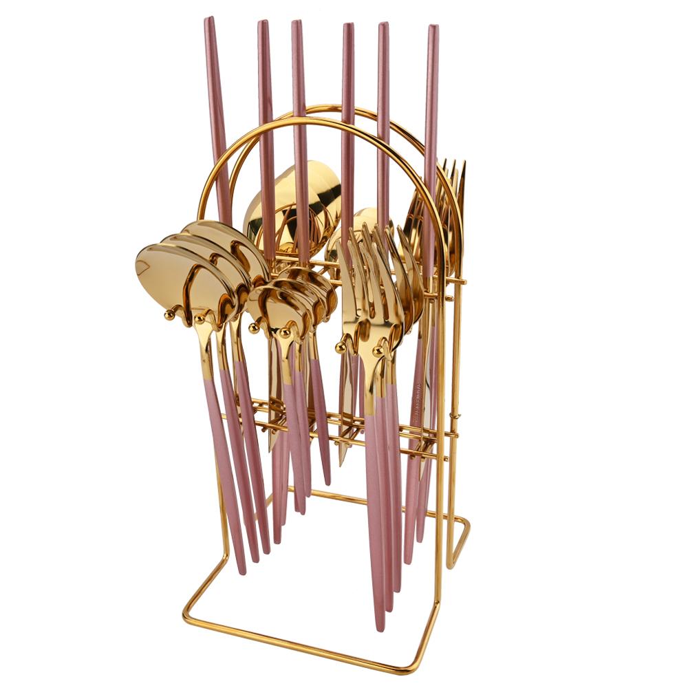 24 шт., набор столовой посуды из черного золота, набор столовых приборов из нержавеющей стали, кухонная вилка, нож, ложка, набор столовых приборов, набор столовых приборов, столовые приборы, подставка для столовых приборов