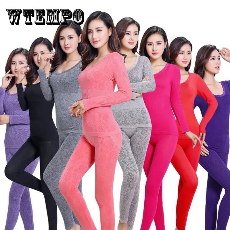 Women's Thermal Underwear Thin Set Winter Second Skin Winter Ladies Warm Clothes Thermal Long Sleeve