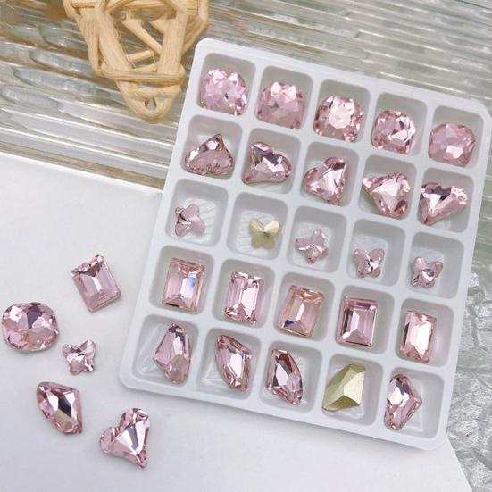 25Pcs Nail Crystal Creative Butterfly Love Heart Decorations Square Faux 3D Charms DIY Nail Art