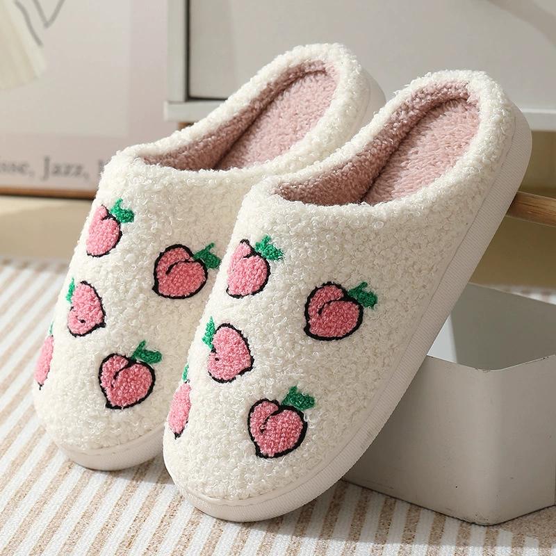 Ladies Soft Sole Slippers Winter Warm Anti-Slip Home Slippers Comfortable Poop Texture for Women