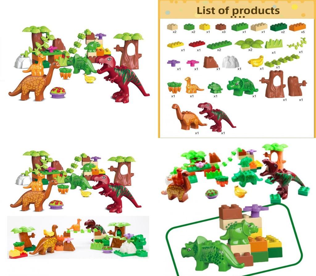 40pcs Dinosaur Paradise Themed Assembly Building Blocks Set Children Puzzle Toys For Creative Kids