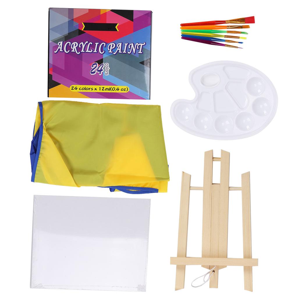 Детский набор акриловых красок, кисти, палитра, водонепроницаемый халат, детский художественный набор