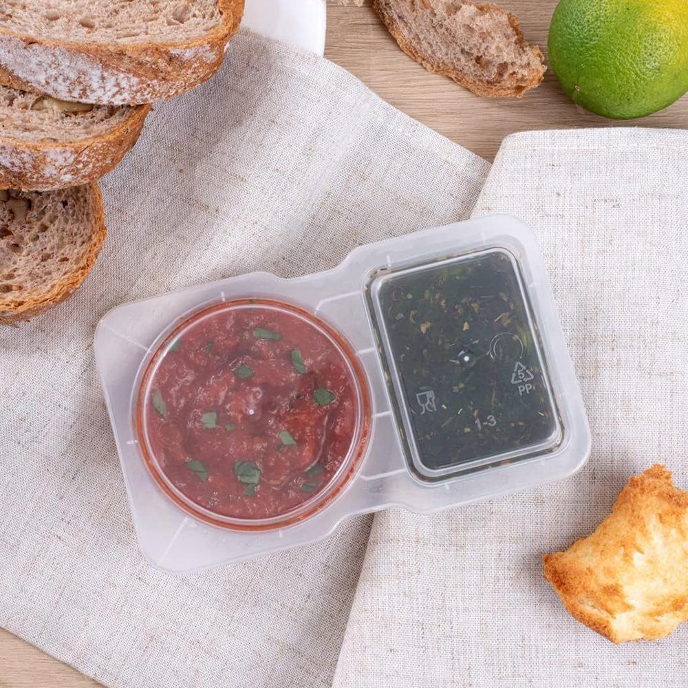 15 шт. Контейнеры для приправ с двойным отделением для соуса на вынос, дорожный перекус