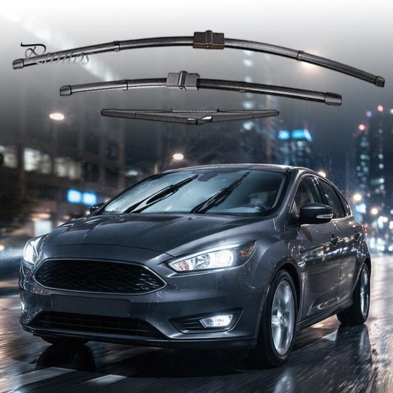 Всепогодные стеклоочистители 3 шт./комплект Автомобильный комплект для Ford Focus 2005-2011, 26/17/14 дюймов Передние сменные дворники Задний комплект, Автоматические бескаркасные дворники для лобового стекла