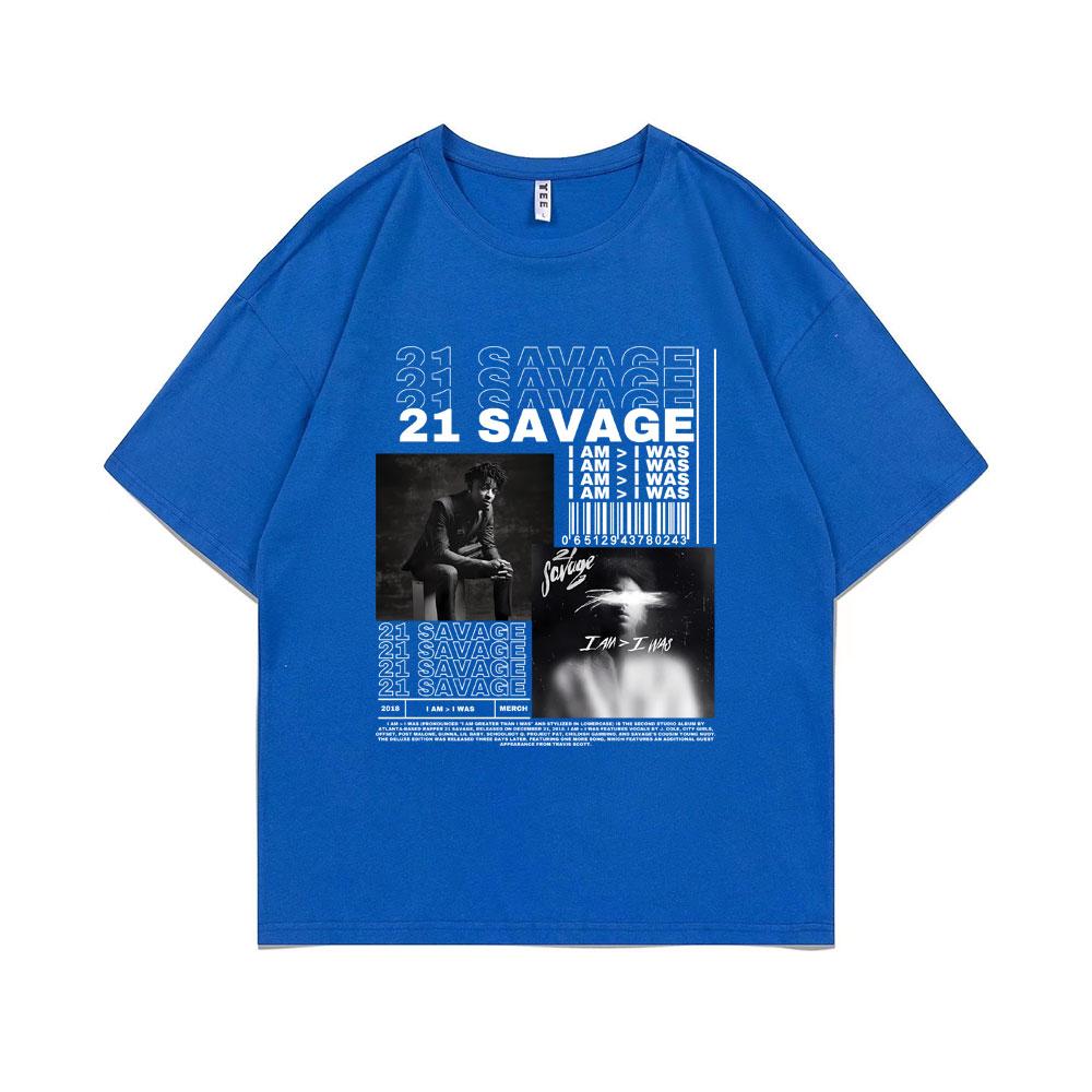 Rapper 21 Savage I Am I Was Music Album Graphic T-shirt Unisex Hip Hop T Shirts Male Vintage Casual Tshirt Unisex Fashion Streetwear