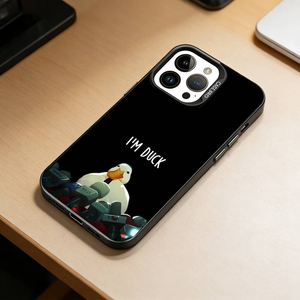 Little Cute Duck Phone Case For iPhone 17,16,15,14,13,12,11 Plus,Pro Max,XS,Colored Silver Plated Inside Cover
