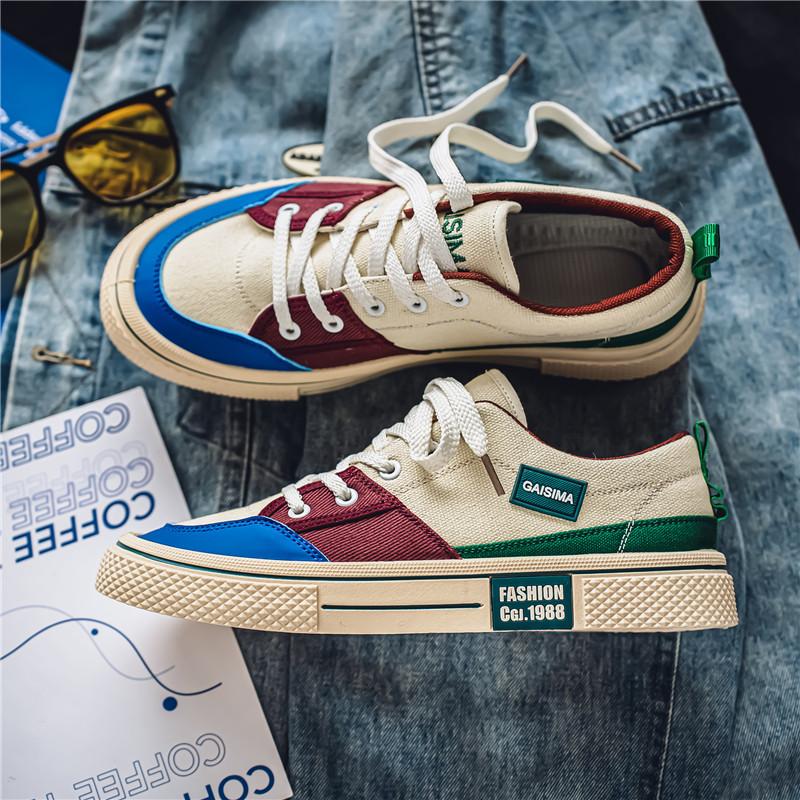 Men 's Casual Four Seasons Fashion Canvas Skateboarding Students Comfortable Sneakers Boys Trending Soft Sole Breathable Shoes