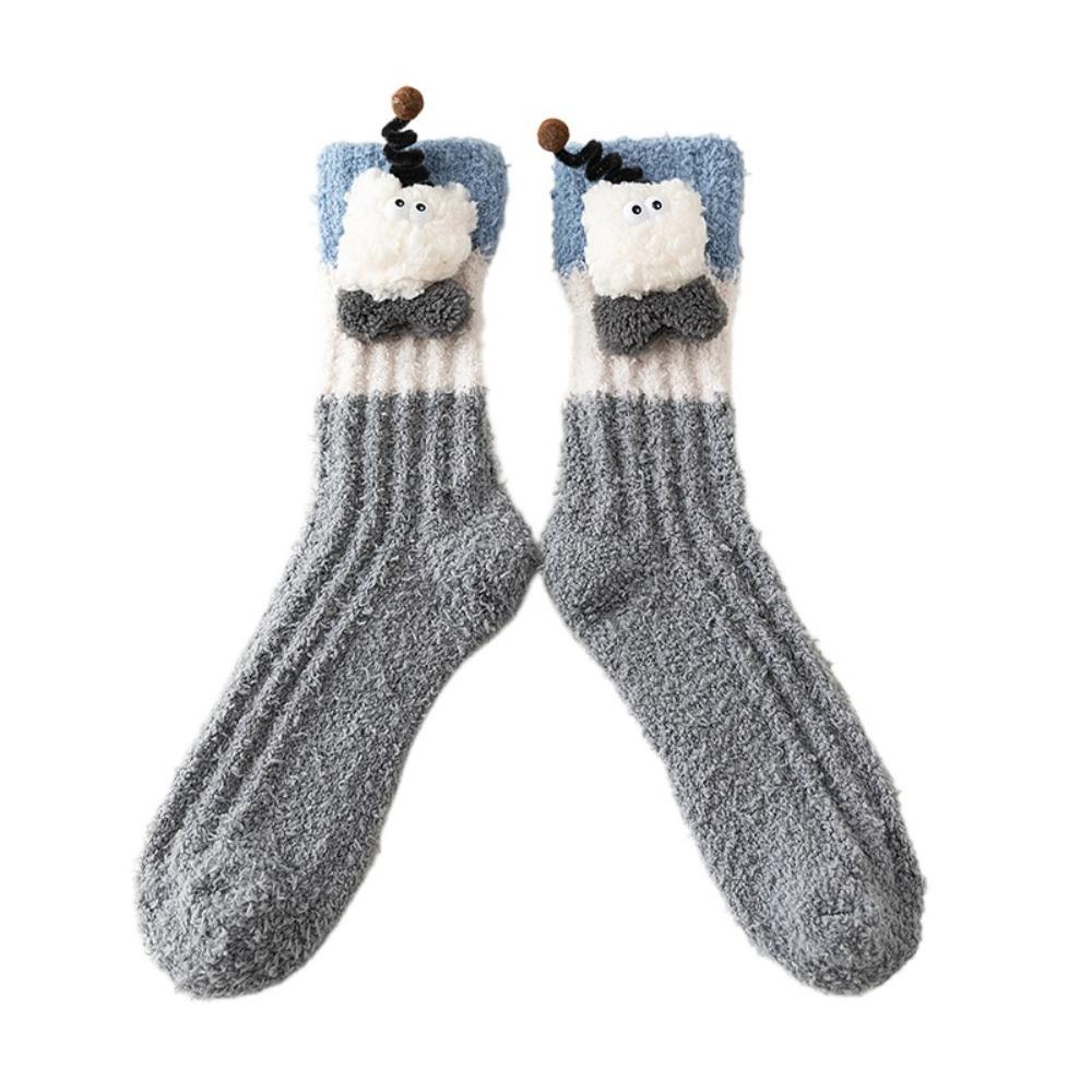 Non-Slip Cartoon Plush Socks Thicken Thermal Warm Socks Coral Fleece Socks Women Autumn Winter