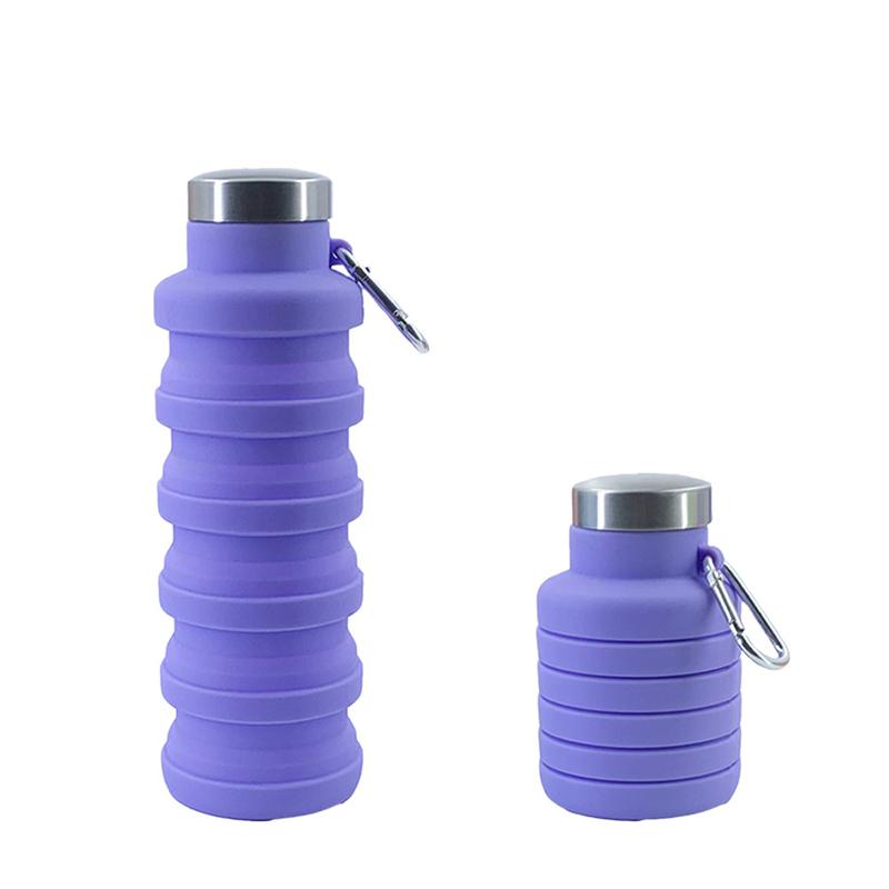 Foldable Silicone Water Bottle Collapsible Drink Bottle for Travel Gym Camping Hiking Lightweight Athletic Bottle with Carabiner