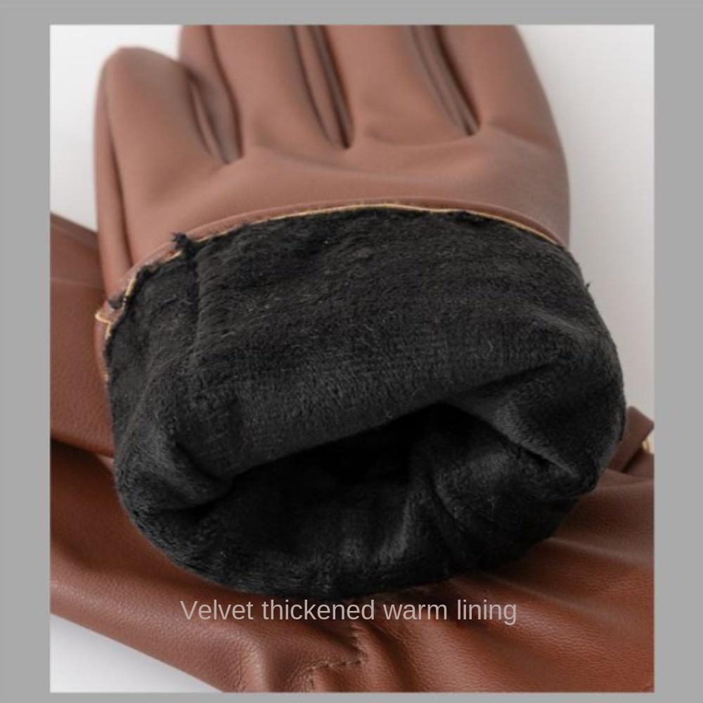 Chain Winter Thick Gloves Solid Color Outdoor Riding Gloves High Quality Leather Gloves