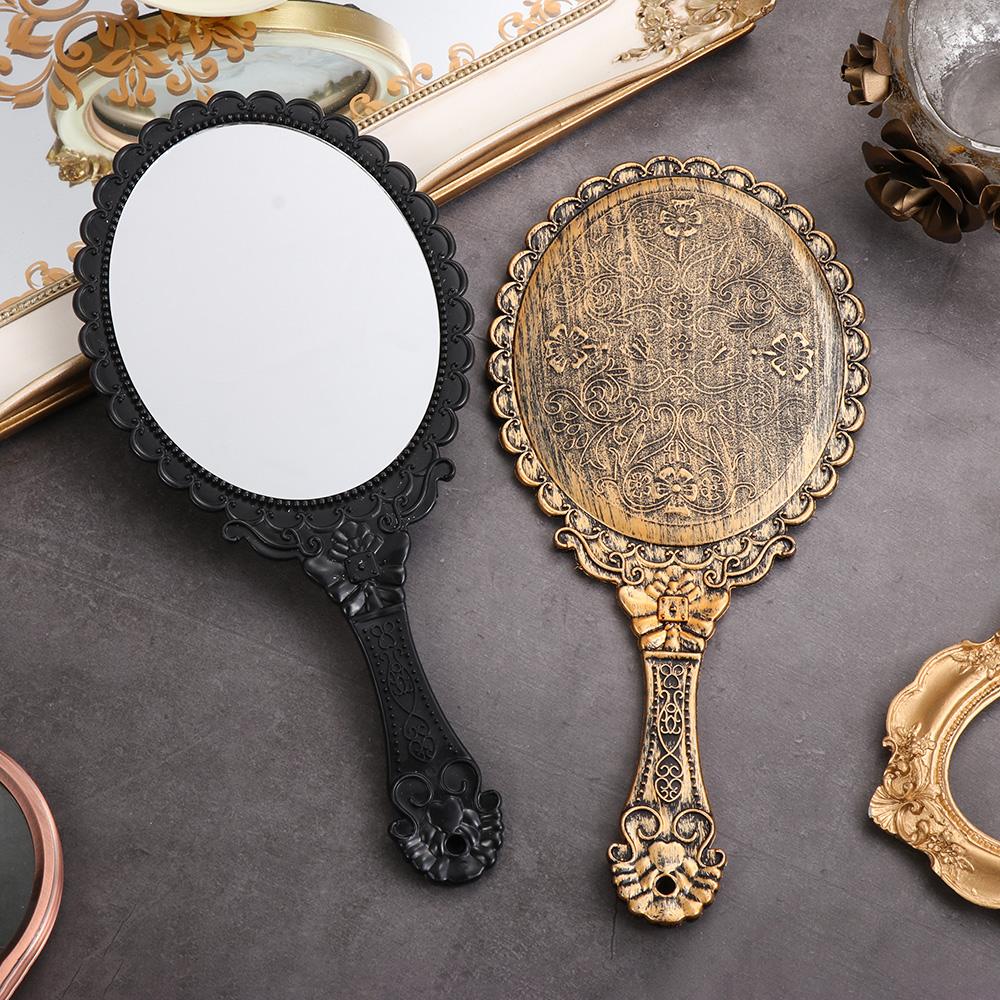New Hot Makeup Mirrors Standing Makeup Vanity Mirror Oval-Shape Handheld Mirror Vintage