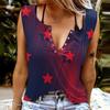 Женские майки, сексуальные летние топы без рукавов с V-образным вырезом, жилет с 3D принтом, красные саржевые топы со звездами