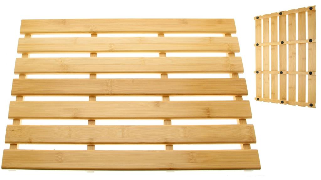 BAMBOO BATH MAT WOODEN RUG PLATFORM 53x 35.5x 2.5cm