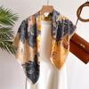 Plant Landscape Architecture 90 Simulation Silk Large Square Scarf Vintage Printed Shawl Herringbone Scarf Headscarf Female