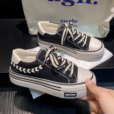 Мода Новые женские туфли на платформе из парусины, увеличивающие рост, толстые кроссовки для девушек, уличные кроссовки, женская обувь на толстой подошве