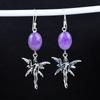 Серьги из натурального драгоценного камня пурпурит, старинные серьги из стерлингового серебра 925 пробы, серьги-подвески из серебра в стиле бохо, подарки для ваты, подарки для нее