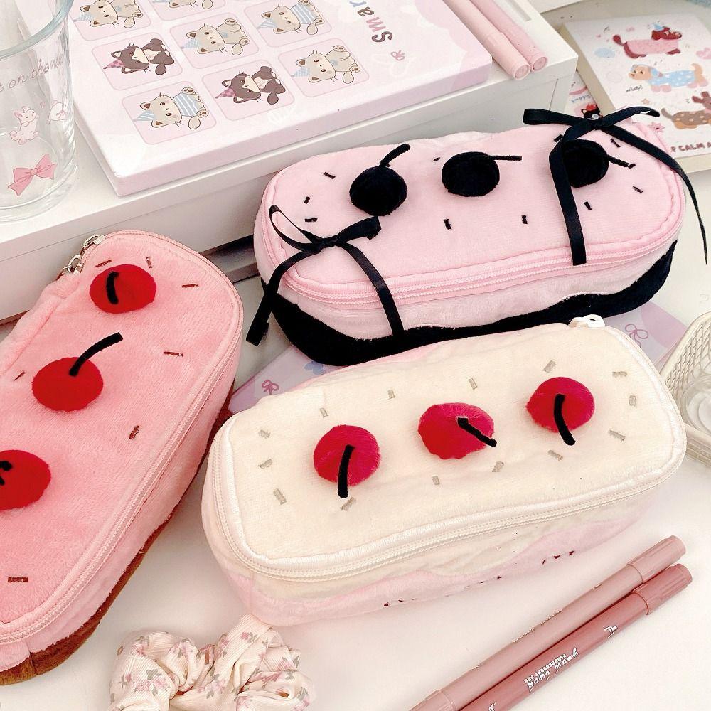 Plush Pen Bag Large Capacity Stationery Bag Cartoon Stationery Organizer Students