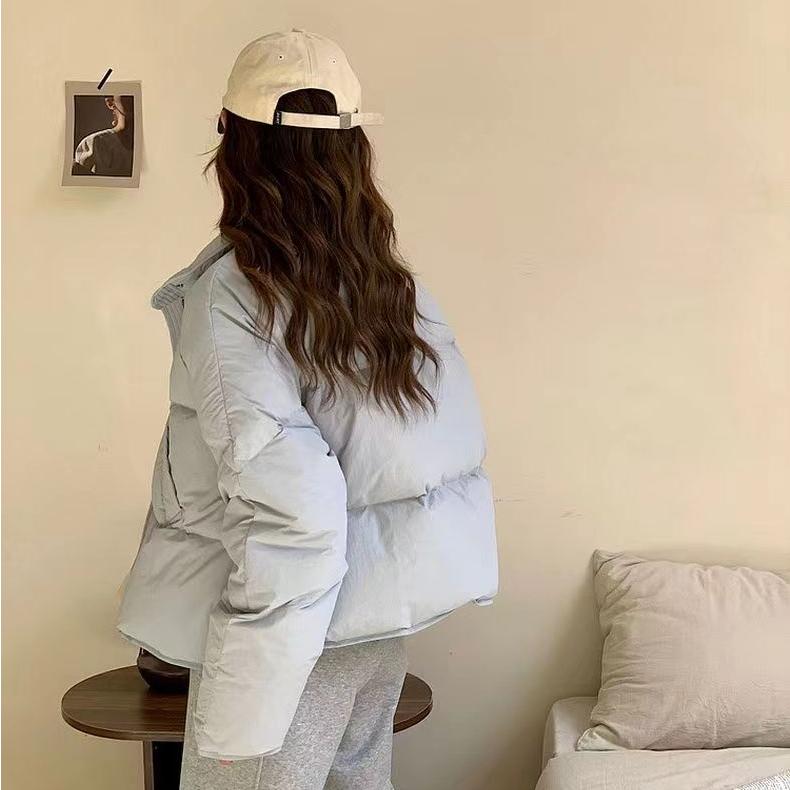 Пуховая хлопковая куртка, женская короткая маленькая однотонная модная куртка для хлеба, теплая зимняя хлопковая куртка